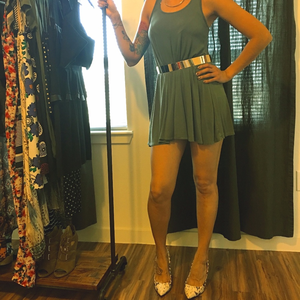 Socialite olive green mini dress